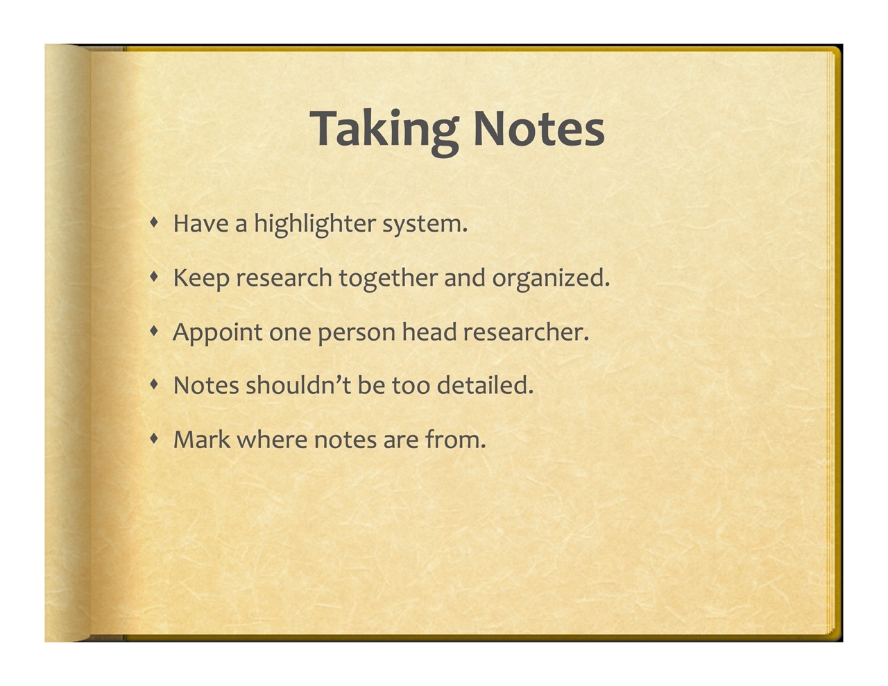 <br>Taking Notes